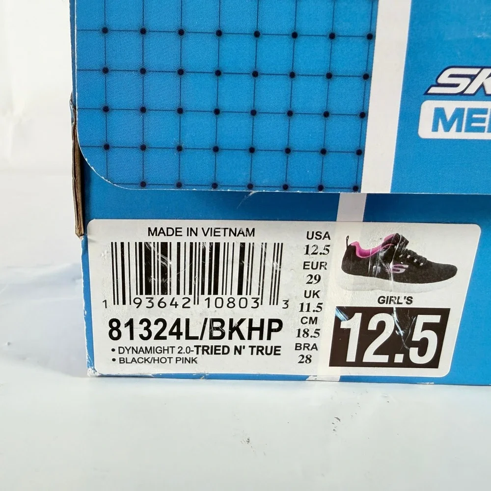 Skechers Kids Girls Dynamight 2.0 Tried N True Black Pink Shoes 12.5 81324L